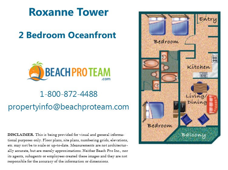 Roxanne Towers Floor Plan 2 - 2 Bedroom Oceanfront 
